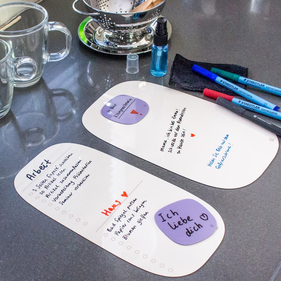 2 organische Sticky to do overview en small blanco board Whiteboard van Greenstory