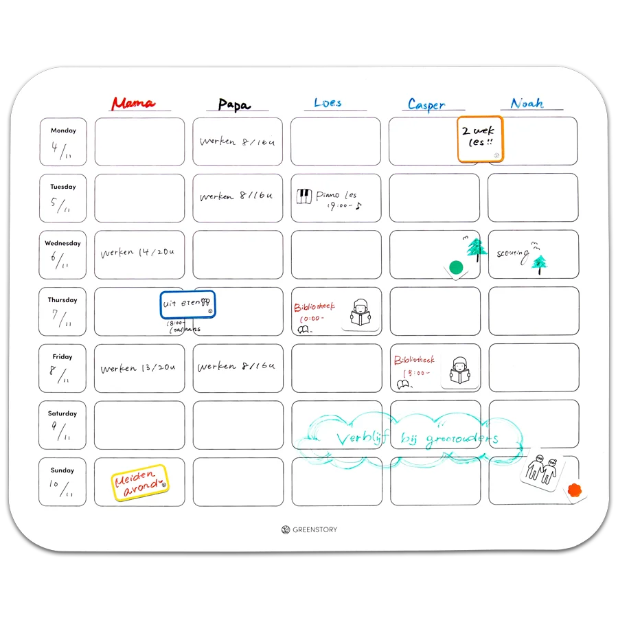 productfoto familieplanner wit gevuld