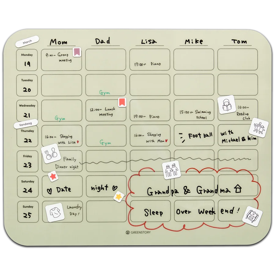 productfoto familieplanner groen gevuld