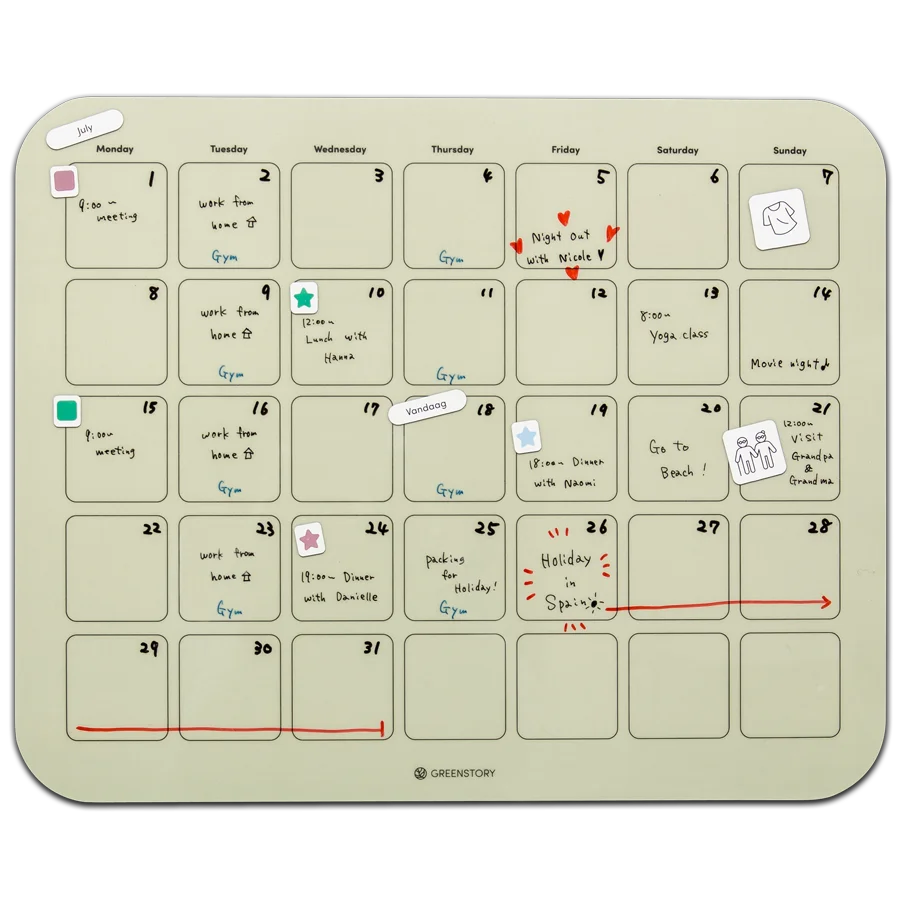 productfoto maandplanner groen gevuld